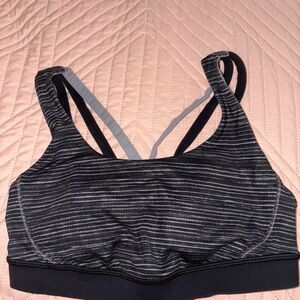 Lululemon Athletica Black and Gray Striped Sports Bra